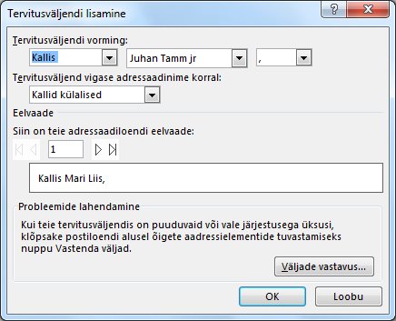 Tervitusväljendi suvandid