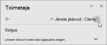 Ühelt probleemilt teisele liikumine paani Korrektor ülaosas.
