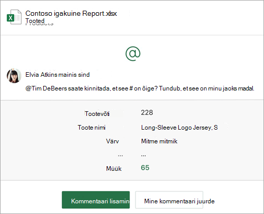Kuvatõmmis kommentaari meiliteatisest