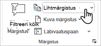 Kuvatõmmis, kus saate määrata Word dokumendis kuvatava märgistuse taseme.