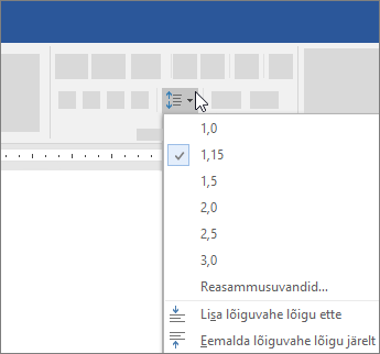 Reasammu muutmise suvandid Word