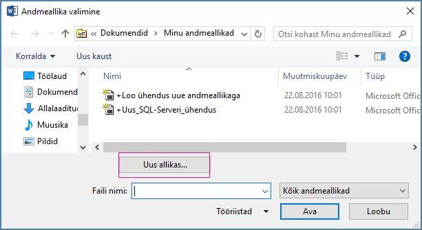 kirjakooste andmeallikas