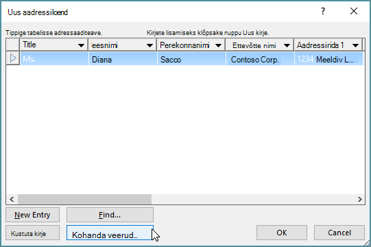 Kirjakoosteloendile kohandatud veergude lisamiseks klõpsake nuppu „Kohanda veerud”.