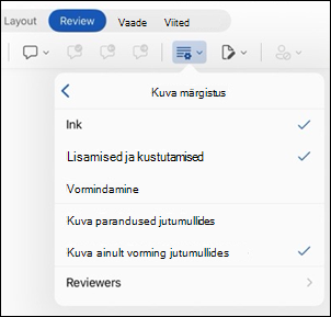 Word for iPad kuva märgistussuvandid