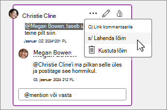 Menüüs valitud lõime lahendamine