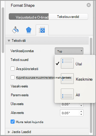 Joonduse valimise kuvatõmmis