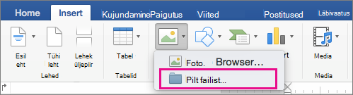 On the Insert tab, Picture from File is highlighted.