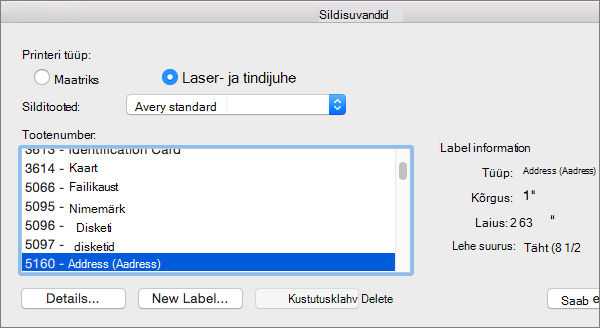 Valige silditoodete kaubamärk ja seejärel valige kindel tootenumber.