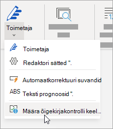 On the Review tab, click Editor > Set Proofing Language