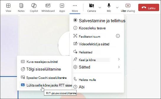 Rohkem toiminguid Teamsi koosoleku jaoks Windowsi rakenduses.