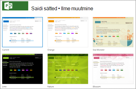 Project Online saidikujundustega ilme menüü muutmine.
