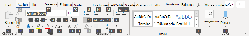 Word 365 lindi klahvide näpunäited