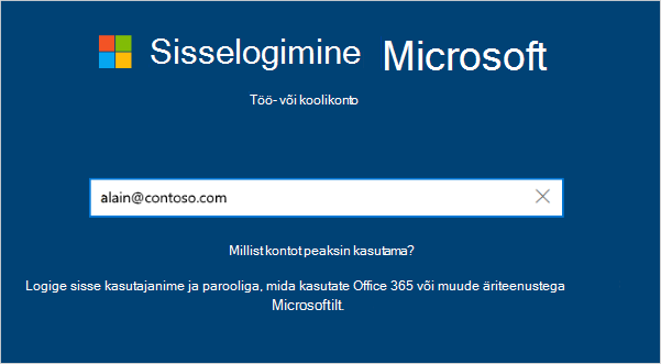 Meiliaadressiga sisselogimiskuva