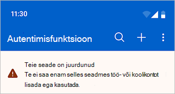 Kuvatõmmis, kus on näha, et microsoft Authenticatoris kuvatakse seadme juurehoiatuse teade.