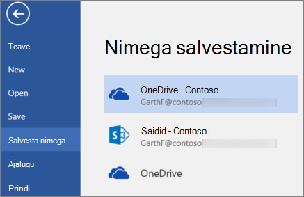 Wordi dokumendi salvestamine OneDrive for Businessi teeki
