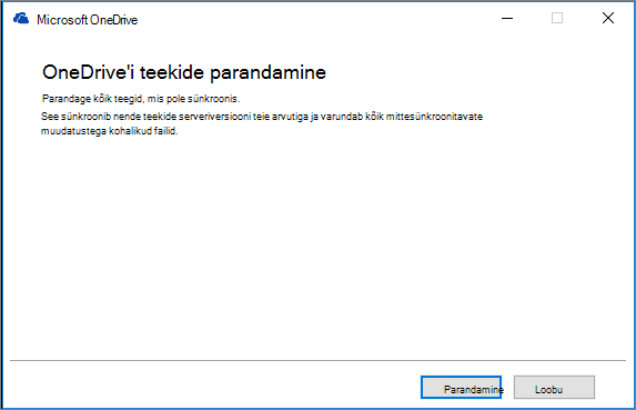 OD sünkroonimise parandamise dialoog