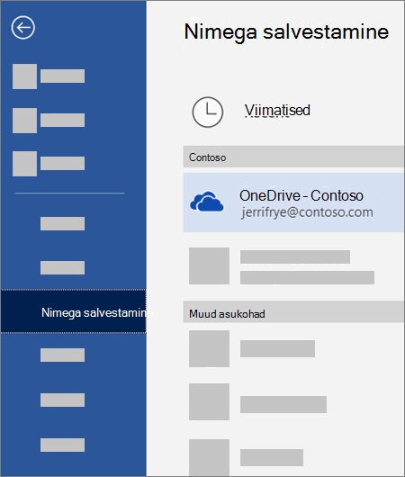 Wordi dokumenti salvestamine OneDrive for Businessi teeki