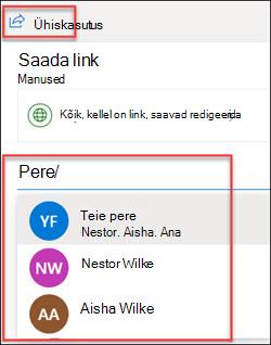 OneDrive'i ühiskasutuse aken