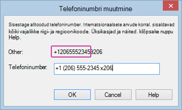 Lynci telefoninumbri redigeerimine ja laiendi lisamine