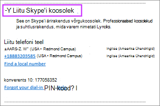 Outlooki koosolekukutse Liitu Skype’i koosolekuga