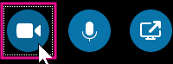Klõpsake seda kaamera sisselülitamiseks, et end Skype'i ärirakendus koosoleku või videovestluse ajal näidata. See heledam sinine näitab, et kaamera pole sisse lülitatud.