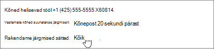 Ümbersuunamismenüü sätete rakendamisel