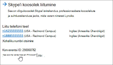 SFB join Skype'i koosolek