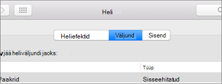 Kuvatõmmis macOS-i helieelistustest, kus on valitud paan Väljund.