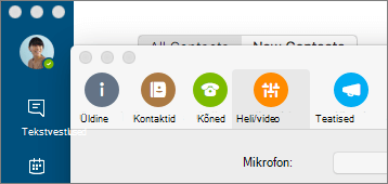 Kuvatõmmis Skype'i ärirakendus eelistuste kuvast, kus on valitud paan Heli/video.