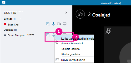 Unmute participant option on conversation view