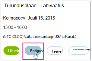 Meeting details with Edit button highlighted