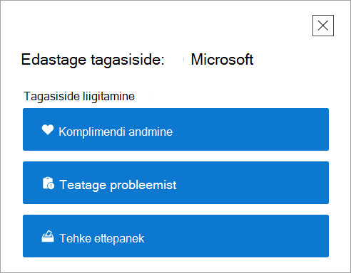 Rakenduse Kasutajaabi ülataseme leht Tagasiside andmine.