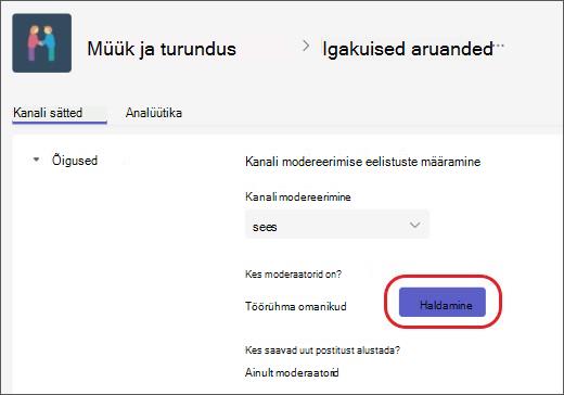 kanali moderaatorite lisamine või eemaldamine