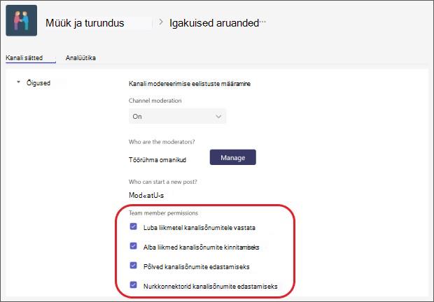 kanali modereerimise suvandid