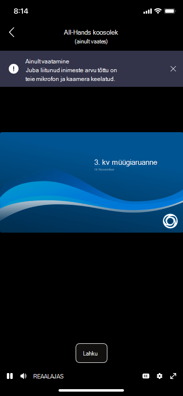view-only mobile pre-join screen
