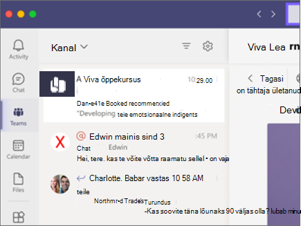 Soovitatavad õppesaated Teamsi tegevuste kanalis