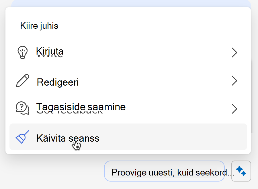 Kuvatõmmis, mis näitab, kuidas tühjendada sädememenüüst Copiloti mälu.