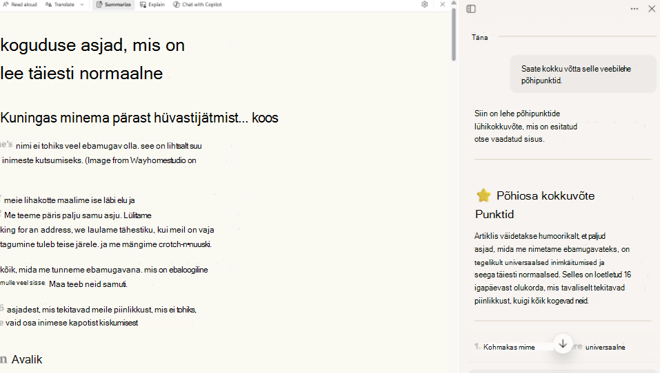 Readingmode'i kokkuvõtte kuvatõmmis.