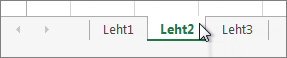 Exceli lehesakid, kus on valitud Leht2.