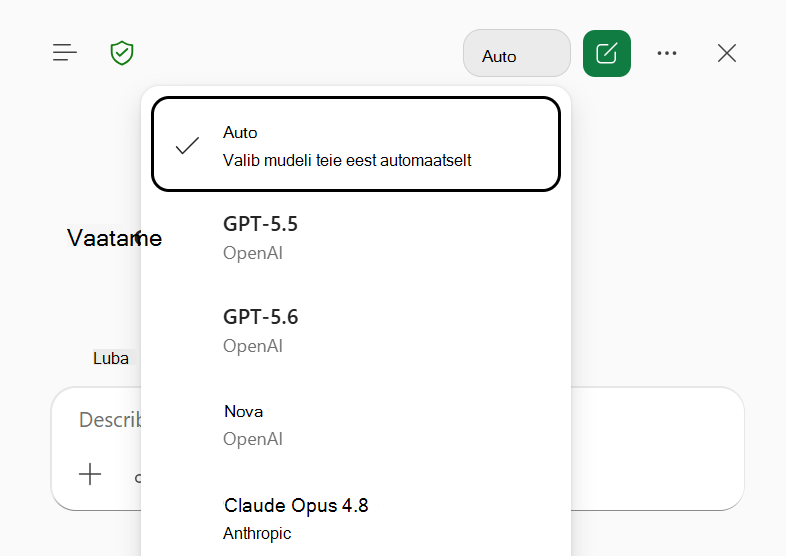 Screenshot of the Copilot Excelis model picker menu, with Auto selected.