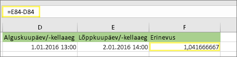 =E84-D84 ja tulem 1,04166667