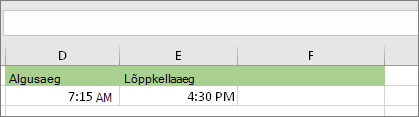 Alguskuupäev/kellaaeg 07:15, Lõppkuupäev/kellaaeg 04:30