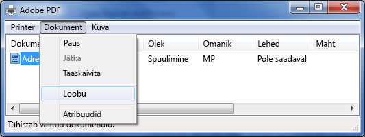 Klõpsake menüü Dokument käsku Loobu.