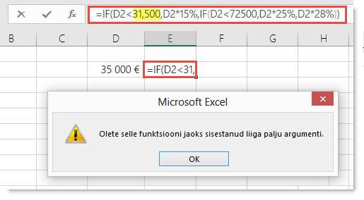 Excel message when you add comma to a value.