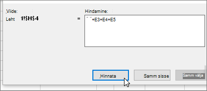 Valemi väärtustamisdialoog klahvikombinatsiooniga +E3+E4+E5
