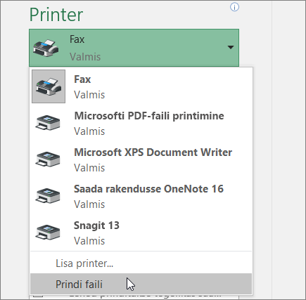 Faili printimise suvand