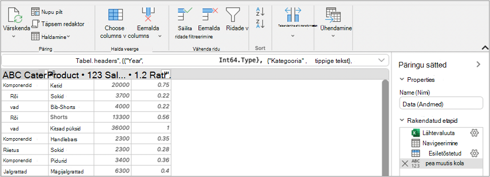 Power Query redaktor
