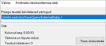 External Data Refresh Status dialog box