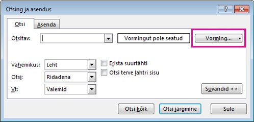 Dialoogiboks Otsing
