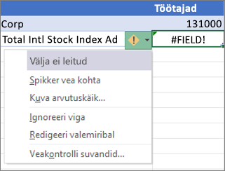 Tõrke #FIELD! ignoreerimine